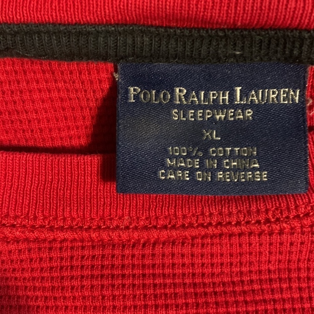 Polo Ralph Lauren Men’s Waffle Knit Red Thermal Long Sleeve Pajama Shirt XL - Picture 5 of 7